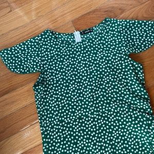 🎉 3/$10 - Green Floral Print Tie Dress